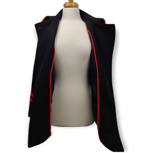 ZARA MILITARY STYLE BLUE WOOL BLEND CLASSIC SHORT COAT JACKET SIZE M - Picture 8 of 13